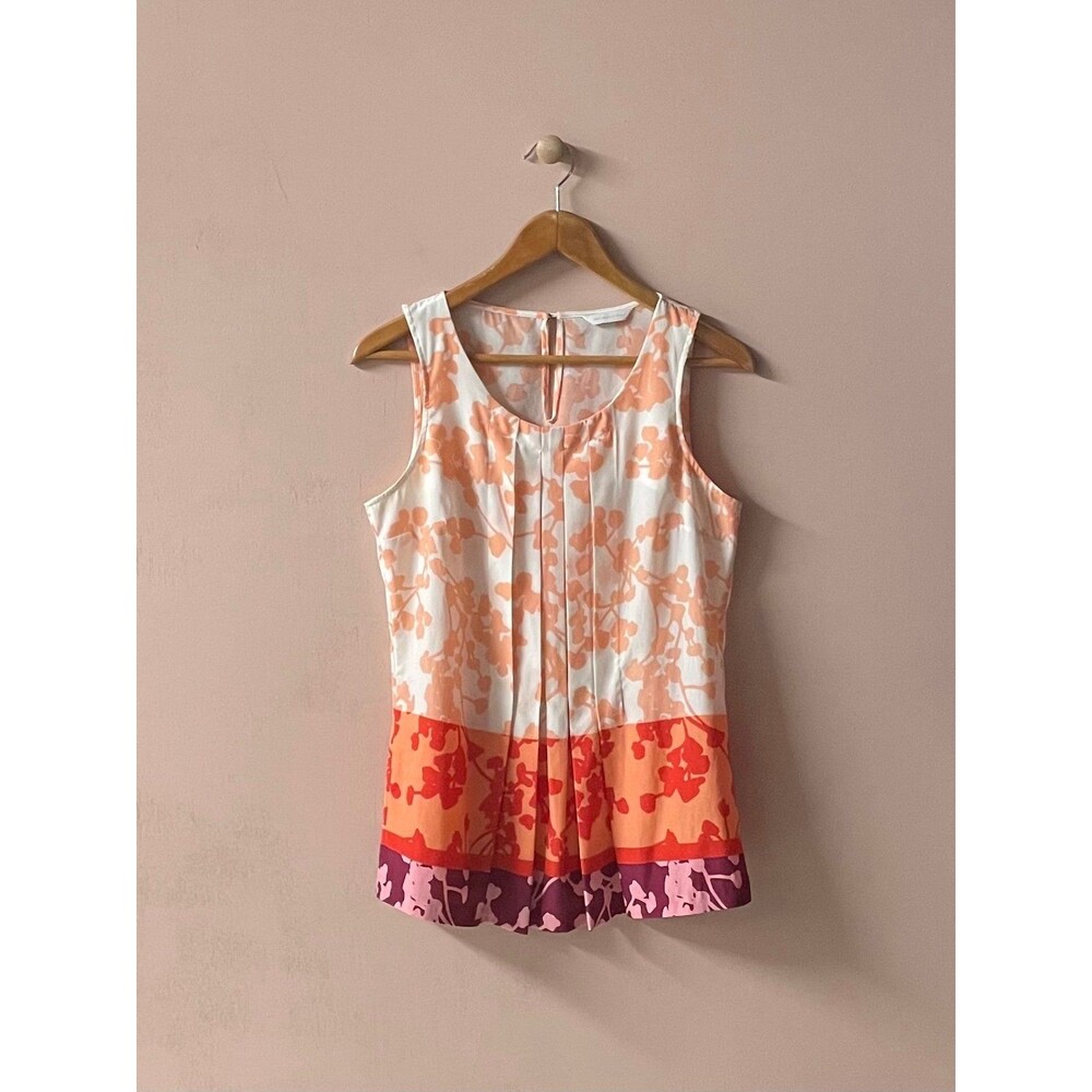 New York & Company White | Orange | Pink | Purple Floral Blouse Size S EUC